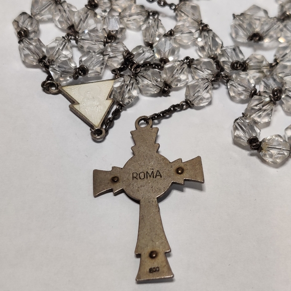 Vintage MCM Silver and Enamel Catholic Rosary Original Box - Picture 6 of 15
